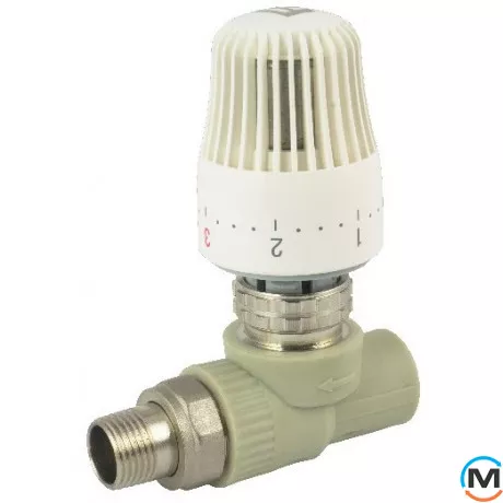 Поліпропіленовий кран радіоторний з термоголовкою прямої Fado 20x1/2", Варіант: Прямий, Діаметр різьблення: 1/2", Діаметр (мм): 20, фото 