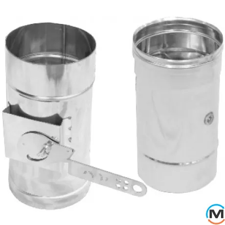 Регулятор тяги для дымохода ф100 0,8мм из нержавейки, Диаметр (мм): 100, Тип дымохода: Одностенный, Материал дымохода: Нержавейка, Толщина стенки (мм): 0.8, фото 