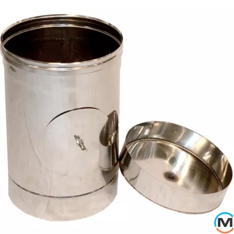 Ревизия для дымохода ф 130 0,6мм из нержавейки, Диаметр (мм): 130, Тип дымохода: Одностенный, Материал дымохода: Нержавейка, Толщина стенки (мм): 0.6, фото 