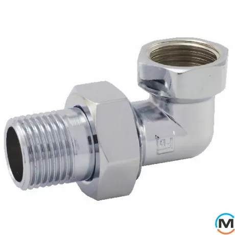 Згін-амер ХРОМ Fado 15 1/2" кутова, Тип різьблення: Внутрішня/Зовнішня, Діаметр різьблення: 1/2", Виконання: Кутова, Матеріал: Латунь хромована, фото 