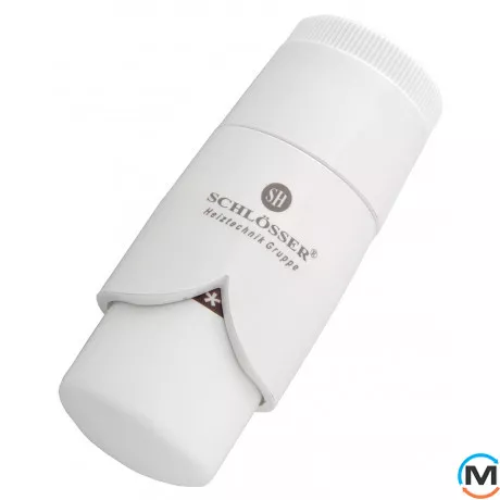 Термостатическая головка Schlosser BRILLANT DZ белая, Исполнение: Механическая, Цвет: Белый, Нулевое положение: Нет, Присоединение: M23,5х1,5 (Click), фото 