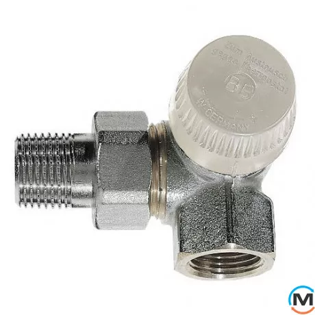 Термостатический клапан Resideo (Honeywell) с вставкой UBG V2000LUB10, Диаметр резьбы: 3/8", Исполнение: Торцевой левый, Цвет: Никелированный, Присоединение: М30х1,5, фото 