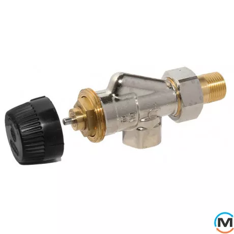 Термостатический клапан Resideo (Honeywell) с вставкой ВВ V2000ABB15, Диаметр резьбы: 1/2", Исполнение: Осевой, Цвет: Никелированный, Присоединение: М30х1,5, фото 