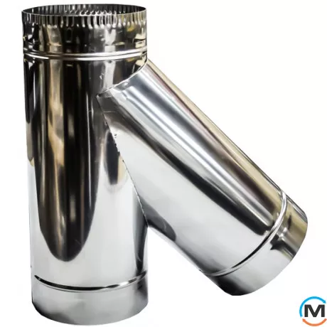 Тройник дымоходный 45 ф 160 0,6мм из нержавейки, Градус (град.): 45, Диаметр (мм): 160, Тип дымохода: Одностенный, Материал дымохода: Нержавейка, Толщина стенки (мм): 0.6, фото 