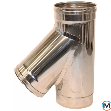 Трійник димохідний Версія-Люкс 45 ф 250/320 н/оц 0,8мм, Градус (град.): 45, Діаметр (мм): 250/320, Тип димоходу: Двостінний (Сендвіч), Матеріал димаря: Нержавіюча сталь/Оцинкування, Товщина стінки (мм): 0.8, фото 