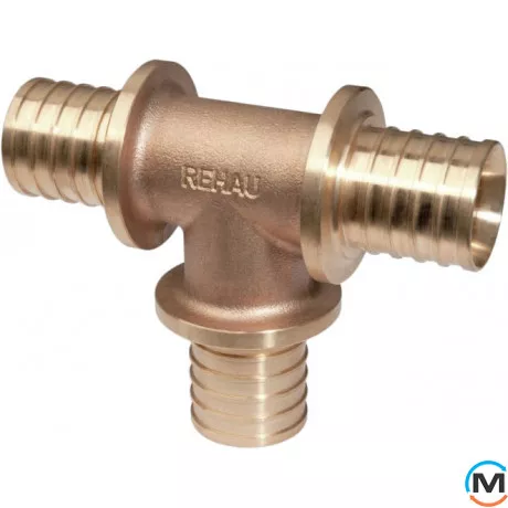 Трійник Rehau Rautitan RX 63-63-63, Модифікація: 63-63-63, Діаметр (мм): 63, Робочий тиск (бар): 10, Матеріал: Латунь червона, фото 