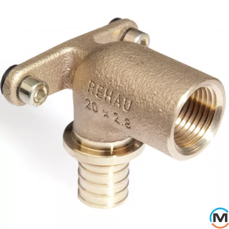 Куточок Rehau Rautitan RX настінний довгий 16-Rp1 / 2, Варіант: Настінний довгий, Тип різьблення: Внутрішня, Діаметр різьблення: 1/2", Діаметр (мм): 16, Робочий тиск (бар): 10, Матеріал: Латунь червона, фото 