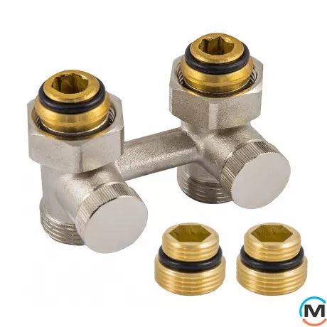 Вузол нижнього підключення Schlosser G3/4x3/4 + 2 1/2x3/4 прямий, Діаметр різьблення: 1/2", Виконання: Прямий, Колір: Нікельований, фото 