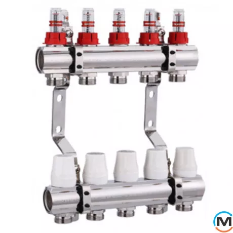 Коллектор для теплого пола с расходомерами JL 3 вых. 1х3/4", Количество выходов: 3, Тип коллектора: С расходомерами, фото 