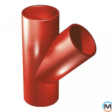 Тройник из чугуна SML 45* DN125x100мм RSP 12510045, Градус (град.): 45, Диаметр (мм): 125, Модификация: DN 125x100  , фото 