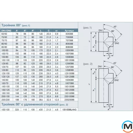 Трійник із чавуну SML 88* DN100x 80мм RSP 1008088, Градус (град.): 88, Діаметр (мм): 100, Модифікація: DN 100x80  , фото , зображення 2