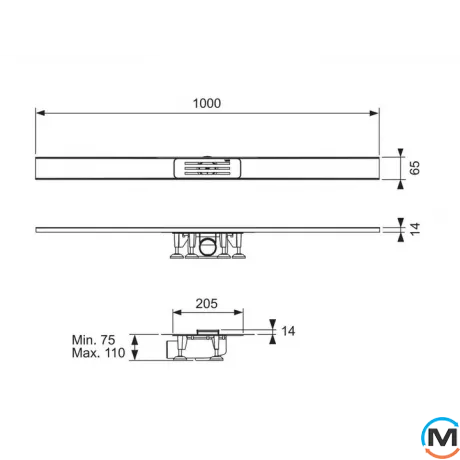 Комплект инсталляции TECElineo душевого профиля, нержавеющая сталь матовая, фото , изображение 5