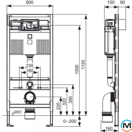 Комплект установки TECEbase (модуль+панель змиву TECEnow хром глянсовий+кріплення), фото , зображення 2