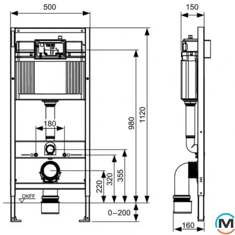 Комплект установки TECEbase (модуль+панель змиву TECEnow чорна матова+кріплення+прокладка), 1120мм, фото , зображення 2