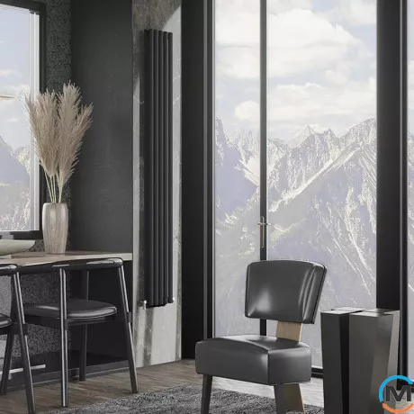 Радіатор дизайнерський Ideale Adele 12 5/1800/295 антрацит, Колір: Антрацит, Висота (мм): 1800, Ширина (мм): 295, Кількість рядів: 2, фото , зображення 3