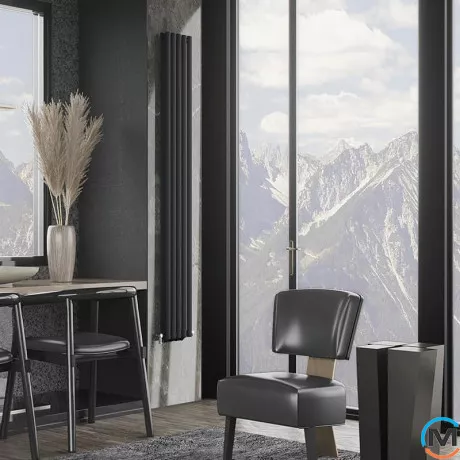 Радиатор дизайнерский Ideale Adele 12 8/1500/472 черный, Цвет: Черный, Высота (мм): 1500, Ширина (мм): 472, Количество рядов: 2, фото , изображение 3