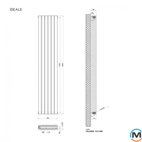 Радиатор дизайнерский Ideale Jolanda 12 6/1800/354 белый, Цвет: Белый, Высота (мм): 1800, Кол-во секций: 6, фото , изображение 4