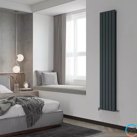 Радіатор дизайнерський Ideale Vittoria 12 6/1800/408 антрацит, Виконання: Вертикальний, Колір: Антрацит, Висота (мм): 1800, Ширина (мм): 408, Кількість рядів: 2, фото , зображення 3