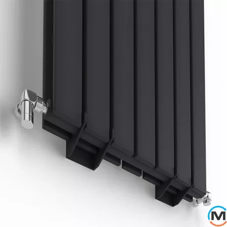 Радіатор дизайнерський Ideale Vittoria 12 7/1600/476 чорний, Виконання: Вертикальний, Колір: Чорний, Висота (мм): 1600, Ширина (мм): 476, Кількість рядів: 2, фото , зображення 2