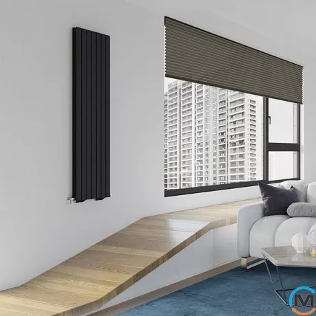 Радіатор дизайнерський Ideale Vittoria 12 7/1600/476 чорний, Виконання: Вертикальний, Колір: Чорний, Висота (мм): 1600, Ширина (мм): 476, Кількість рядів: 2, фото , зображення 3