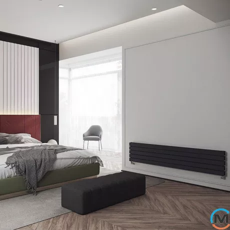 Радіатор дизайнерський Ideale Vittoria H 12 5/340/1600 антрацит, Виконання: Горизонтальний, Колір: Антрацит, Висота (мм): 340, Ширина (мм): 1600, Кількість рядів: 2, фото , зображення 3