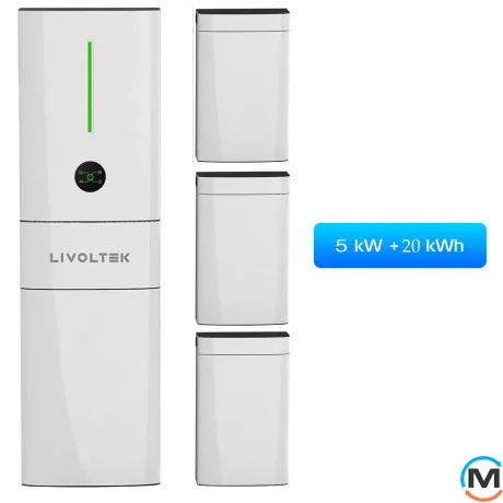 Комплект инвертор+батарея Livoltek All-in-One ESS, 5KW hybrid inverter, 20kWh LFP Battery, Емкость комплекта / ИБП (Ватт/Час): 20000, фото 