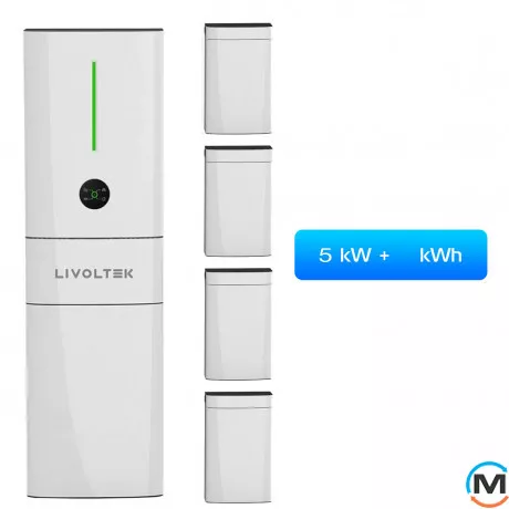 Комплект инвертор+батарея Livoltek All-in-One ESS, 5KW hybrid inverter, 25kWh LFP Battery, Емкость комплекта / ИБП (Ватт/Час): 25000, фото 