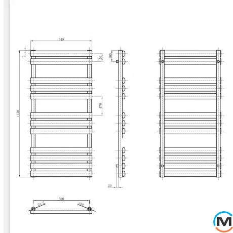 Дизайнерський сушки для рушників ARTTIDESIGN Miramar 12/1130 чорний пісок, фото , зображення 4