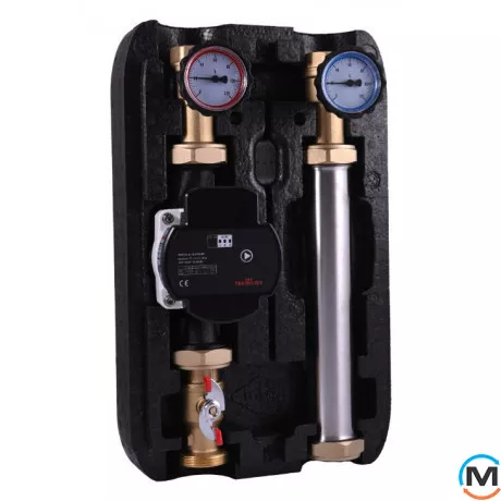 Насосна група Termojet без змішувача 1" ВР EPP BLACK теплоізоляції без насоса НГ – 47л, Лінія подачі: Ліворуч, фото 