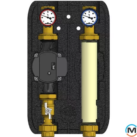 Насосна група Termojet без змішувача 1" ВР EPP BLACK теплоізоляції без насоса НГ – 47л, Лінія подачі: Ліворуч, фото , зображення 2