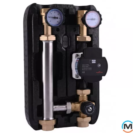 Насосная группа Termojet с термокраном 25-55 С 1" ВР в EPP BLACK теплоизоляции без насоса НГ – 46, Линия подачи: Справа, фото 