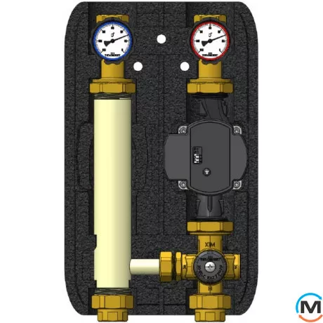 Насосная группа Termojet с термокраном 25-55 С 1" ВР в EPP BLACK теплоизоляции без насоса НГ – 46, Линия подачи: Справа, фото , изображение 2