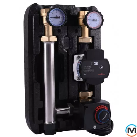 Насосная группа Termojet со смесителем 1" ВР в EPP BLACK теплоизоляции без насоса НГ – 48, Линия подачи: Справа, фото 