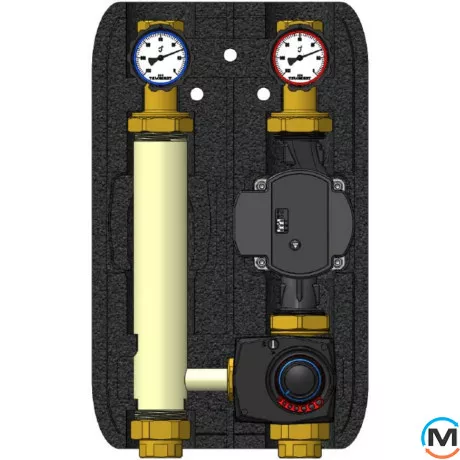 Насосная группа Termojet со смесителем 1" ВР в EPP BLACK теплоизоляции без насоса НГ – 48, Линия подачи: Справа, фото , изображение 2