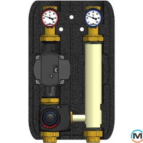 Насосная группа Termojet со смесителем 1" ВР в EPP BLACK теплоизоляции без насоса НГ – 48л, Линия подачи: Слева, фото , изображение 2