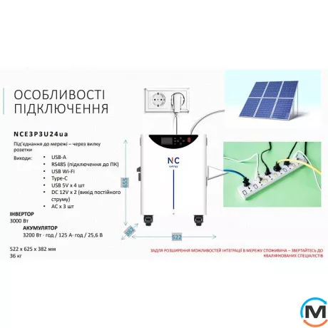 Портативний ДБЖ NC ENERGY все в одному NCE Portable 3х3 NCE3P3U24ua, Потужність, VA/W: 3000/3200, фото , зображення 8