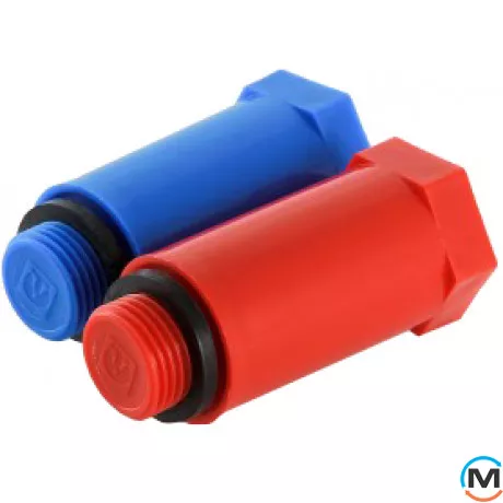Полипропиленовый комплект длинных пробок с резьбой 1/2" (красная + синяя), фото 
