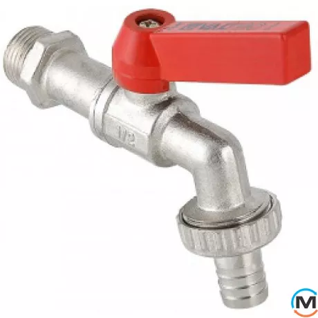 Кран кульовий Valtec зі штуцером 1/2", Тип різьблення: Зовнішня/Зовнішня, Діаметр різьблення: 1/2", Виконання: Кутовий, Тип ручки: Прапорець, Робочий тиск (бар): 10, Матеріал: Латунь, фото 