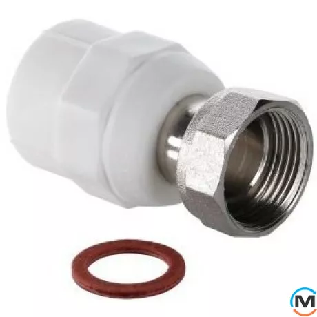 Поліпропіленовий з'єднувач Valtec PPR з накидною гайкою 20х1/2", Тип різьблення: Накидна гайка, Діаметр різьблення: 1/2", Діаметр (мм): 20, фото 