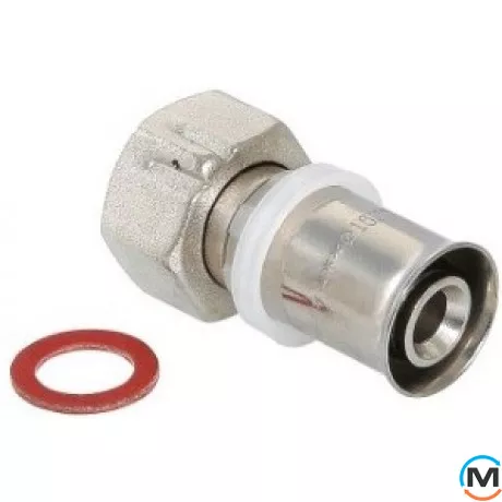 Valtec VTm.222 Прес з'єднання з накидною гайкою 16 х 1/2", Тип різьблення: Накидна гайка, Діаметр різьблення: 1/2", Діаметр (мм): 16, Робочий тиск (бар): 10, Матеріал: Сталь нержавіюча, фото 