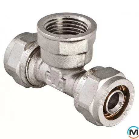 Valtec VTm.333 Тройник с н.р. 16 х1/2", Тип резьбы: Наружная, Диаметр резьбы: 1/2", Диаметр (мм): 16, Рабочее давление (бар): 10, Материал: Сталь нержавеющая, фото 