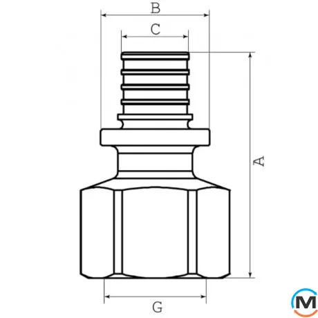 Муфта натяжна з внутр.різьбленням FADO SLICE NEW 32*1" ВЗ, Тип різьблення: Внутрішня, Діаметр різьблення: 1", Діаметр (мм): 32, фото , зображення 3