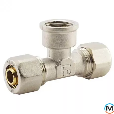 Обтиск трійник з переходом на внутрішнє різьблення FADO COMPRESS 20х1/2''20, Тип різьблення: Внутрішня, Діаметр різьблення: 1/2", Діаметр (мм): 20, фото 