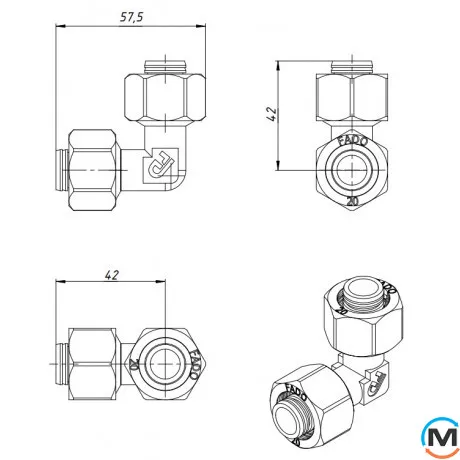 Обтиск куточок FADO COMPRESS 20х20, Діаметр (мм): 20, фото , зображення 2