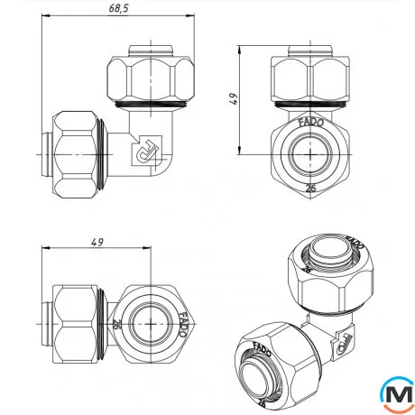 Обжим уголок FADO COMPRESS 26х26, Диаметр (мм): 26, фото , изображение 2