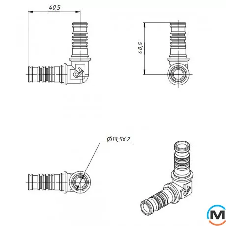 Пресс угол FADO PRESS 16x16, Диаметр (мм): 16, фото , изображение 3