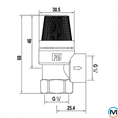 Підривний клапан Fado 1/2" 4 bar, Тиск спрацьовування (бар): 3.6, фото , зображення 4