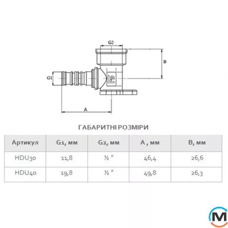 Прес кутник інсталяційний з переходом на внутрішнє різьблення FADO PRESS 20х1/2", Діаметр (мм): 20, фото , зображення 3