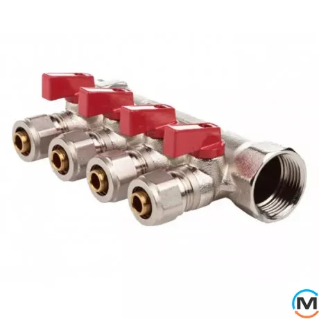 Колектор із кульовими кранами FADO 3/4" x 16x4, Кількість виходів: 4, Діаметр вхід/вихід: 3/4", фото 