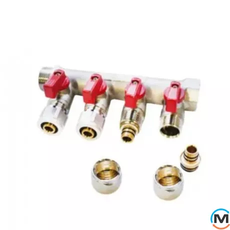 Колектор із кульовими кранами FADO 3/4" x 16x4, Кількість виходів: 4, Діаметр вхід/вихід: 3/4", фото , зображення 3